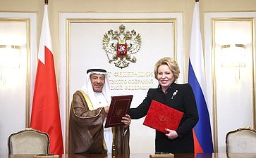 Валентина Матвиенко и Али Бен Салех Ас-Салех подписали Меморандум о взаимопонимании между палатами парламентов двух стран