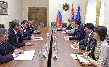 Встреча К. Косачева и В. Рязанского с премьер-министром Сербии А. Вучичев