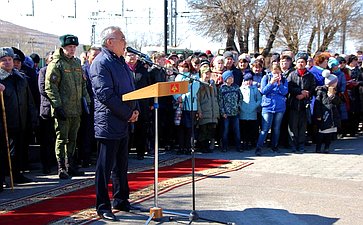 Баир Жамсуев принял участие в торжественном митинге, посвященном открытию военно-патриотической акции «Сирийский перелом»