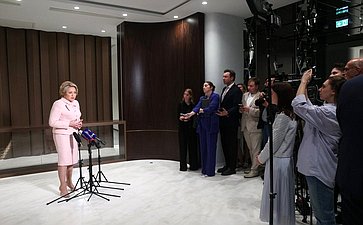 Пресс-подход Валентины Матвиенко по итогам встречи с Премьер-министром Республики Армения Николом Пашиняном