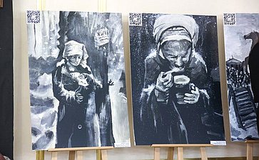 В Совете Федерации открылась выставка картин победителей конкурса детского рисунка, посвященного 80-летию прорыва блокады Ленинграда «Жизнь, деленная на граммы»