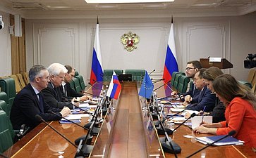 Встреча первого заместителя председателя Комитета СФ по обороне и безопасности Владимира Чижова с главой Представительства Европейского союза в РФ