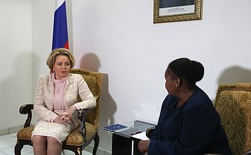 Встреча Председателя Совета Федерации Валентины Матвиенко с Председателем Ассамблеи Республики Мозамбик Эшперансой Биаш