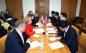 Встреча Председателя Совета Федерации Валентины Матвиенко с Председателем Верховного народного собрания Корейской Народно-Демократической Республики Пак Ин Чхолем