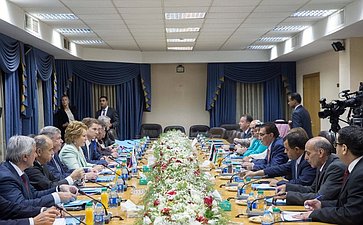 Встреча Валентины Матвиенко с Председателем Палаты депутатов Национального Собрания Иордании Атефом Тарауной
