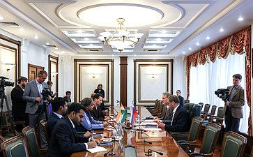 Встреча заместителя Председателя Совета Федерации Константина Косачева с председателем постоянного Комитета Парламента Индии по международным делам, депутатом нижний палаты от партии Индийский Национальный Конгресс