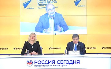 Видеомост с участием первого заместителя председателя Комитета СФ по международным делам Владимира Джабарова по актуальной международной повестке и вопросам сотрудничества России со странами ближнего зарубежья