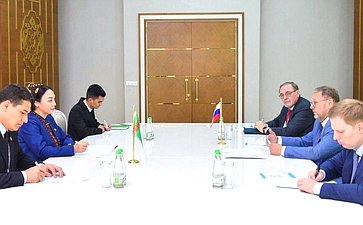 Встреча Константина Косачева с Председателем Меджлиса Туркменистана Дуньягозель Гулмановой