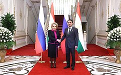 Состоялась встреча Председателя СФ В. Матвиенко с Председателем Маджлиси милли Маджлиси Оли Республики Таджикистан Р. Эмомали