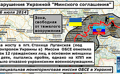 Карта последних нарушений «Минского соглашения» от Фонда исследований проблем демократии на основе отчетов ОБСЕ (7 июля)