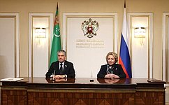 Valentina Matvienko and Gurbanguly Berdimuhamedov sign agreement to set up Russia-Turkmenistan Interparliamentary Commission on Cooperation