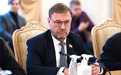 Konstantin Kosachev speaks at a meeting of the heads of Eurasian diplomatic missions