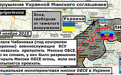 Карта последних нарушений «Минского соглашения» от Фонда исследований проблем демократии на основе отчетов ОБСЕ ( 9 ноября)