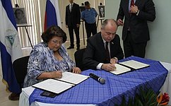 Совет Федерации и Национальная Ассамблея Республики Никарагуа подписали соглашение о развитии межпарламентского сотрудничества