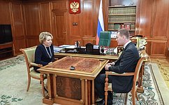 Председатель СФ В. Матвиенко встретилась с губернатором Хабаровского края М. Дегтяревым