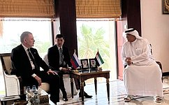 Сенаторы встретились с президентом Федерации торгово-промышленных палат ОАЭ и генеральным директором ТПП Абу-Даби