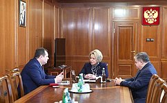 В. Матвиенко обсудила с губернатором Еврейской автономной области Р. Гольдштейном вопросы социально-экономического развития региона