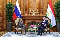 President of Tajikistan Emomali Rahmon receives Federation Council Speaker Valentina Matvienko