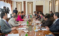 Спикер СФ Валентина Матвиенко провела встречу с Председателем Национальной ассамблеи Пакистана Сардаром Аязом Садиком