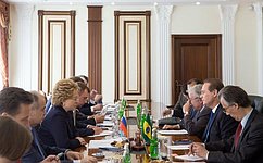 Межпарламентское взаимодействие России и Бразилии способствует укреплению всего комплекса двусторонних отношений – В. Матвиенко