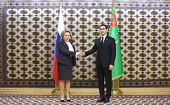Federation Council Speaker Valentina Matvienko meets with President of Turkmenistan Serdar Berdimuhamedov