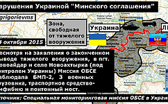 Карта последних нарушений «Минского соглашения» от Фонда исследований проблем демократии на основе отчетов ОБСЕ (26 октября)