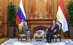 Президент Таджикистана Э. Рахмон принял Председателя СФ В. Матвиенко, находящуюся в Душанбе во главе российской парламентской делегации