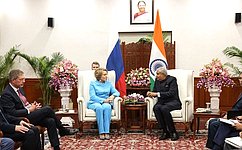 В. Матвиенко провела переговоры с вице-президентом Индии, Председателем Совета штатов Парламента Д. Дхангхаром