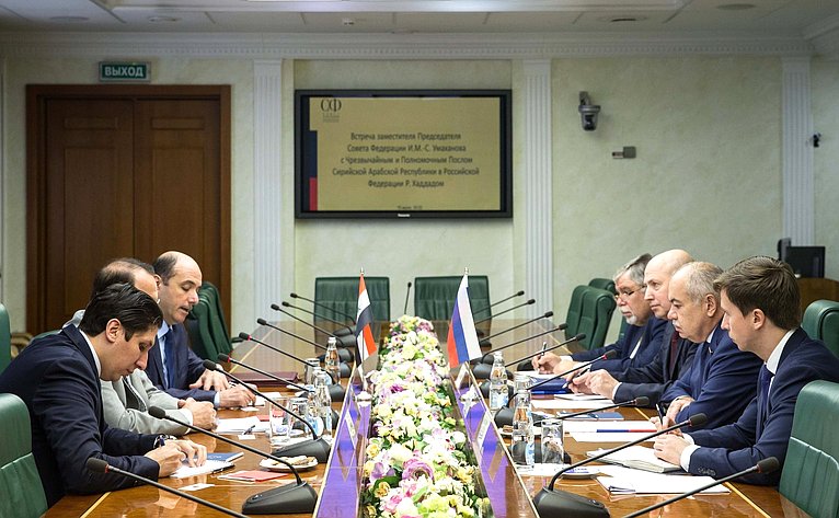 Встреча Ильяса Умаханова с Чрезвычайным и Полномочным Послом Сирийской Арабской Республики в РФ Р. Хаддадом