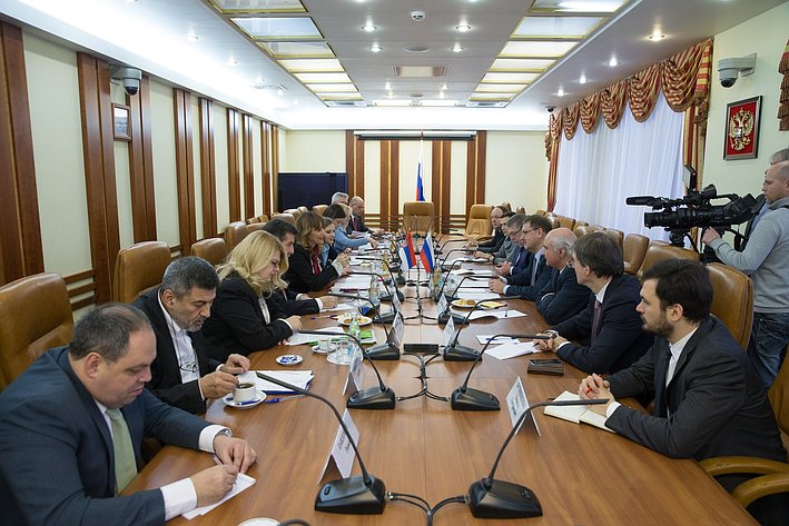 Встреча председателя Комитета СФ по международным делам Константина Косачева с делегацией Народной скупщины Республики Сербии