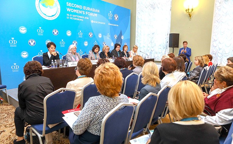 Е. Бибикова провела пресс-конференцию, посвященную второму Евразийскому женскому форуму, прошедшему в Санкт-Петербурге 19–21 сентября