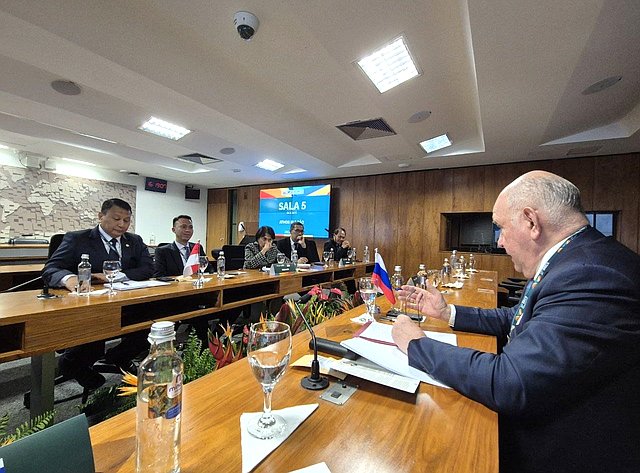 Встреча Григория Карасина с председателем комитета по межпарламентскому сотрудничеству Палаты представителей Республики Индонезии Мардани Али Сера