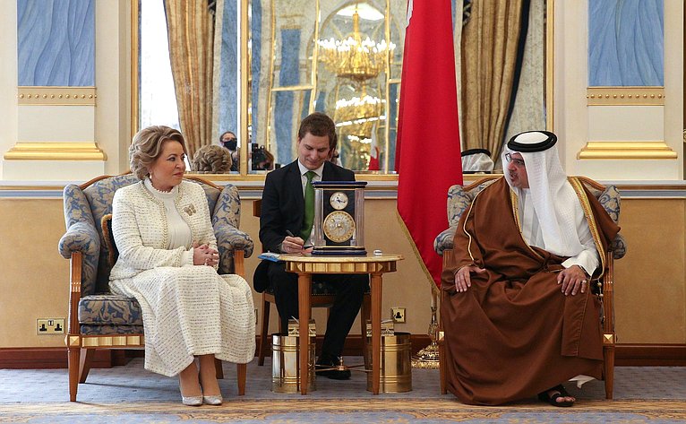 Встреча Председателя Совета Федерации Валентины Матвиенко с наследным принцем Королевства Бахрейн, Председателем Совета министров Королевства Бахрейн Сальманом Бен Хамадом Аль Халифой