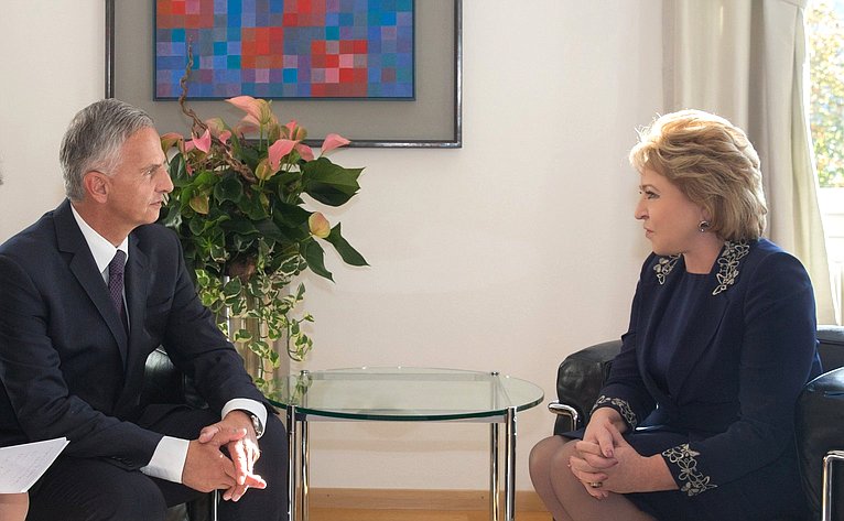 Встреча В. Матвиенко с Министром иностранных дел Швейцарской Конфедерации Дидье Буркхальтером