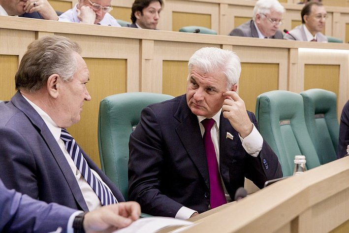 Николай Максюта и Владимир Плотников на 358 заседании Совета Федерации