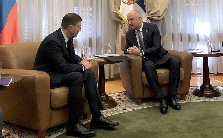 Встреча А. Турчака с Министром инноваций и технологического развития Н. Поповичем