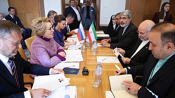 Председатель СФ Валентина Матвиенко провела встречу с Председателем Собрания исламского совета Исламской Республики Иран Мохаммадом Багером Галибафом