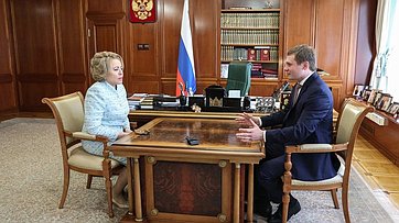 Председатель Совета Федерации Валентина Матвиенко провела встречу с главой Республики Хакасия Валентином Коноваловым