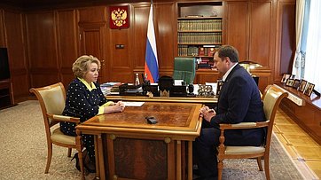 Председатель Совета Федерации Валентина Матвиенко провела встречу с временно исполняющим обязанности губернатора Запорожской области Евгением Балицким