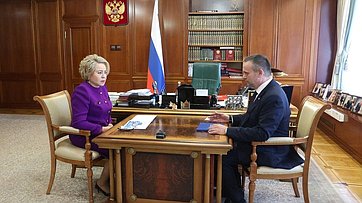 Председатель Совета Федерации Валентина Матвиенко провела встречу с Министром транспорта РФ Андреем Никитиным