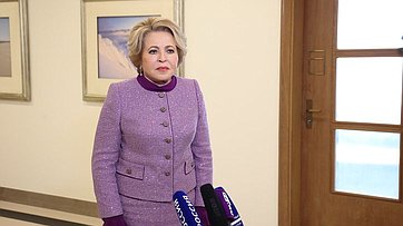 Пресс-подход Председателя Совета Федерации Валентины Матвиенко по итогам участия российской делегации в мероприятиях Межпарламентского союза в Женеве